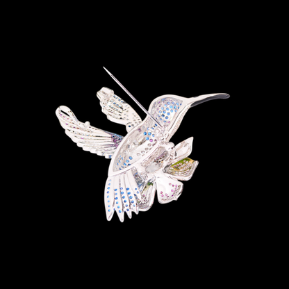 AVELIA Colorful Crystal Hummingbird Flower Brooch