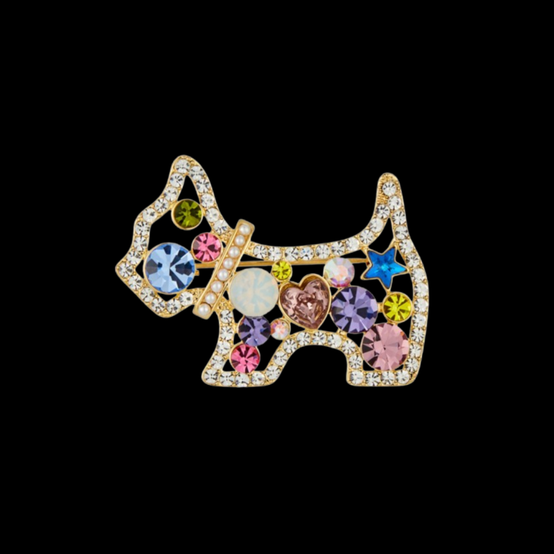 AVELIA Confetti Terrier Dog Brooch