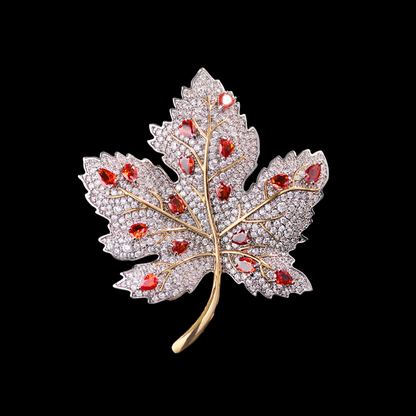 AVELIA Crimson Dew Maple Leaf Brooch
