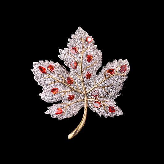 AVELIA Crimson Dew Maple Leaf Brooch