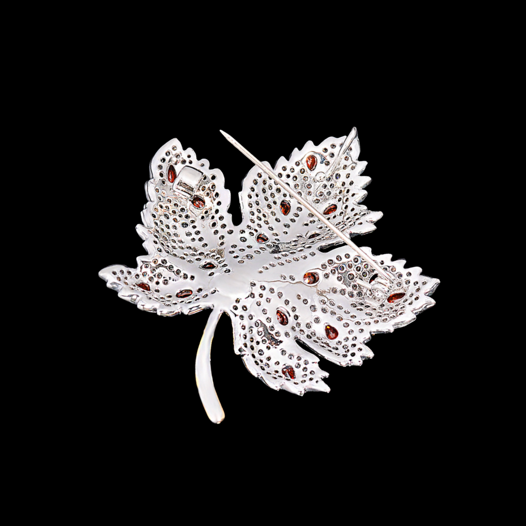AVELIA Crimson Dew Maple Leaf Brooch