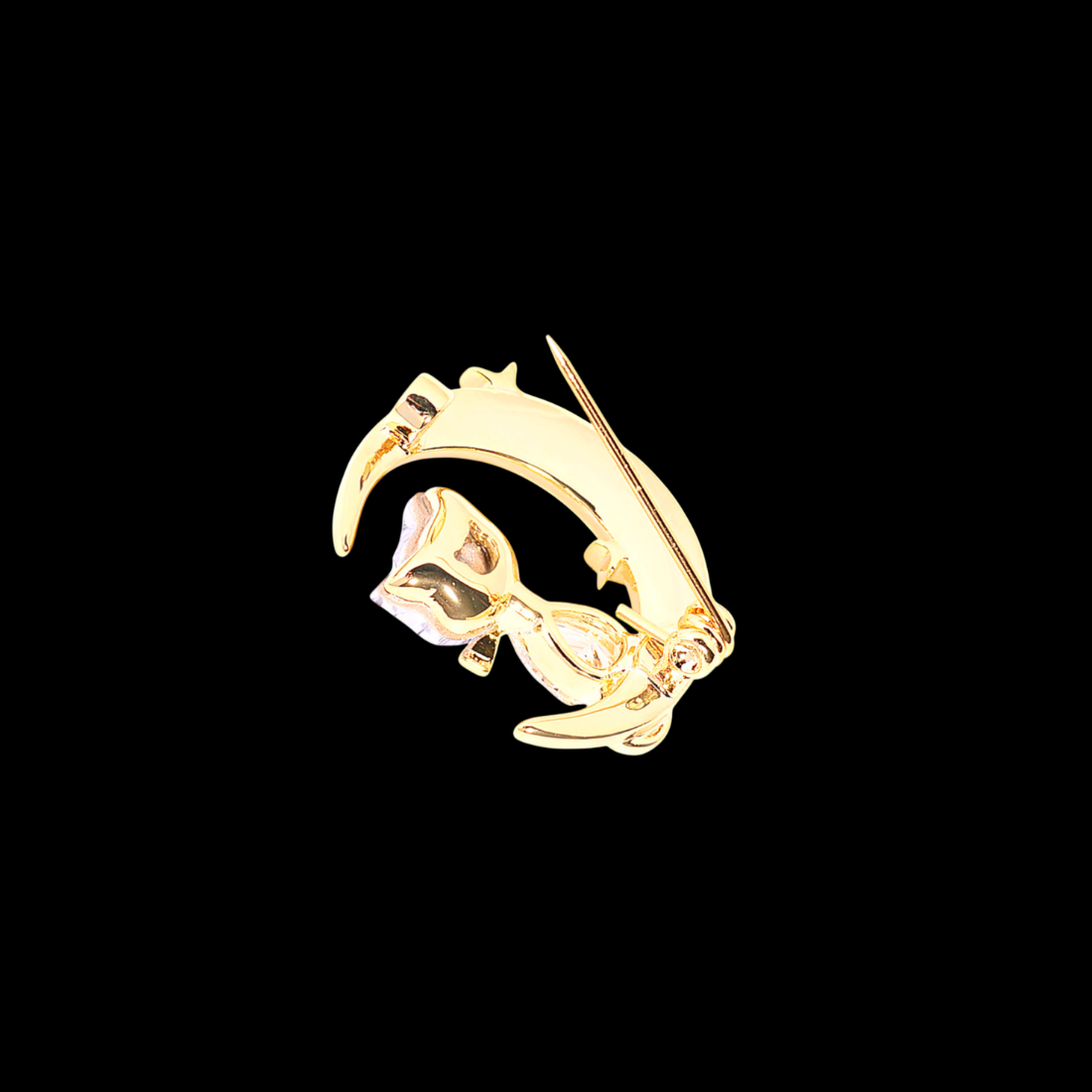 AVELIA Crystal Cat Crescent Moon Brooch