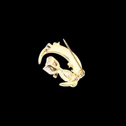 AVELIA Crystal Cat Crescent Moon Brooch