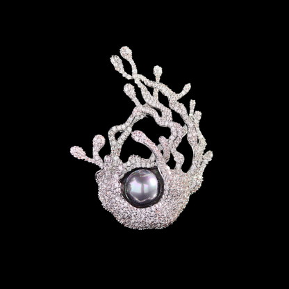 AVELIA Crystal Coral Pearl Brooch
