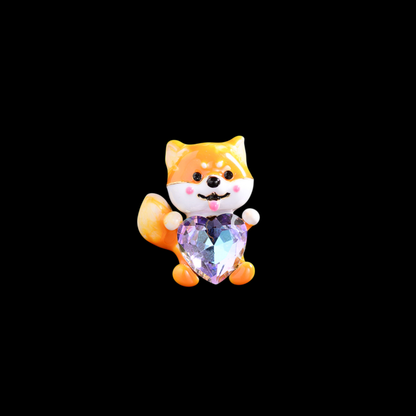 AVELIA Crystal Heart Shiba Inu Brooch