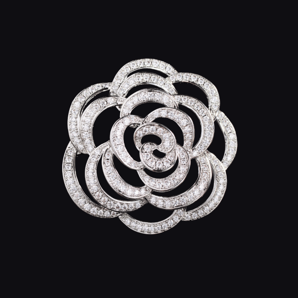 AVELIA Crystal Lace Camellia Brooch