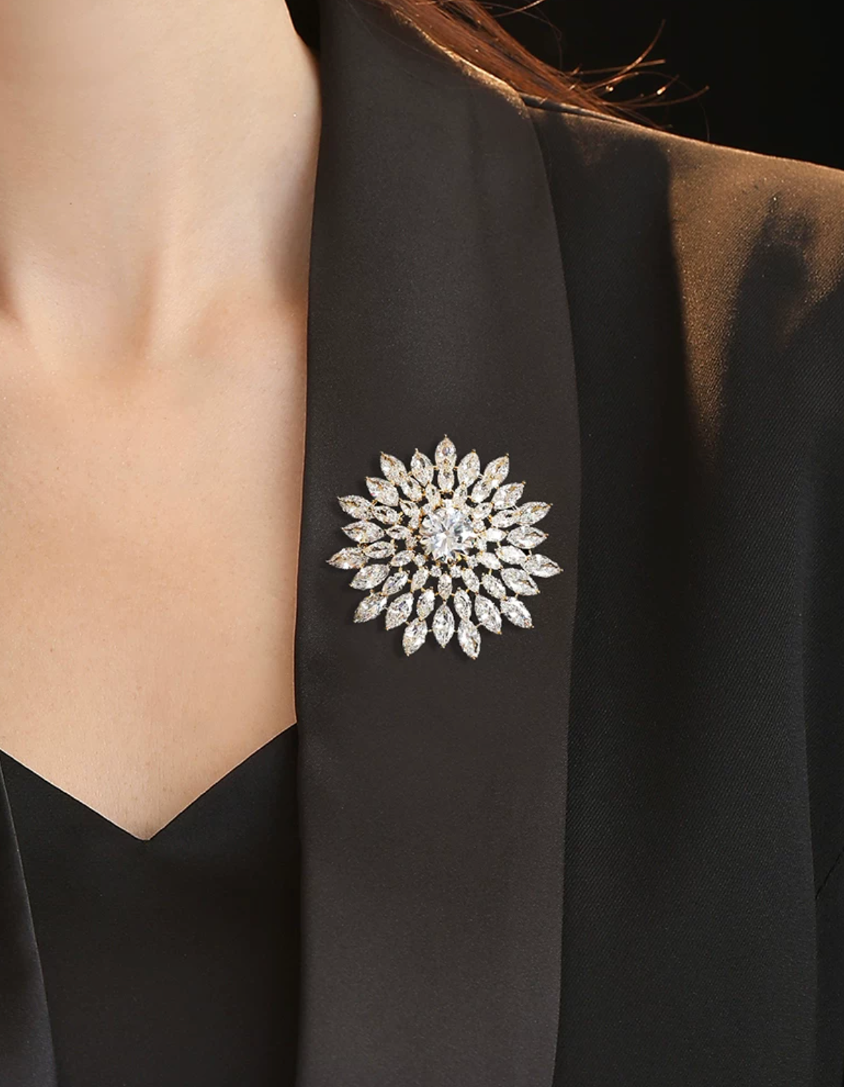 AVELIA Crystal Snowflake Starburst Brooch