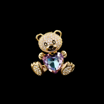 AVELIA Crystal Teddy Bear Heart Brooch