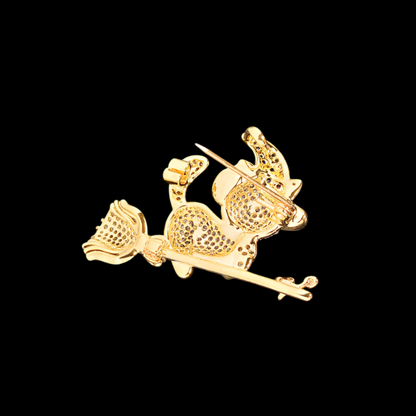AVELIA Crystal Witch Cat Brooch