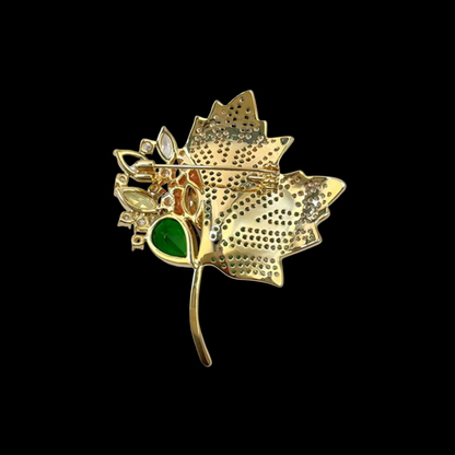 AVELIA Emerald Bloom Crystal Maple Leaf Brooch