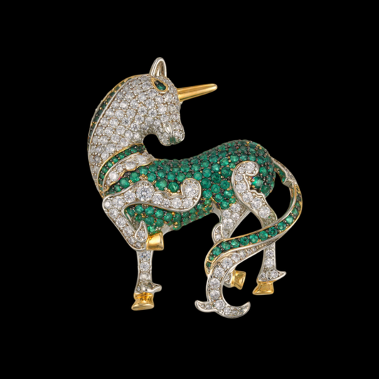 AVELIA Emerald Crest Unicorn Brooch