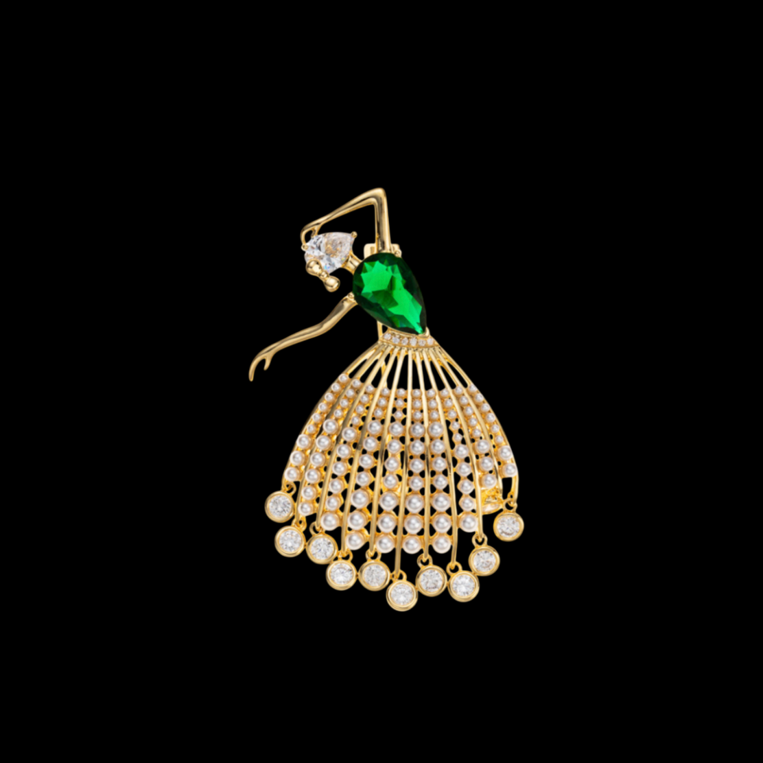 AVELIA Emerald Green Ballerina Brooch