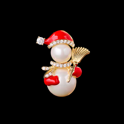 AVELIA Enamel Pearl Snowman Brooch