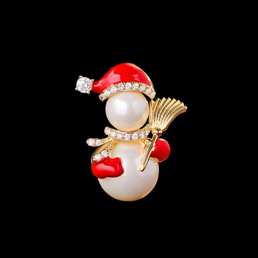 AVELIA Enamel Pearl Snowman Brooch