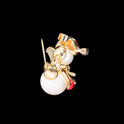 AVELIA Enamel Pearl Snowman Brooch