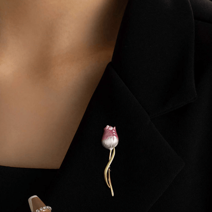 AVELIA Enamel Pink Tulip Brooch