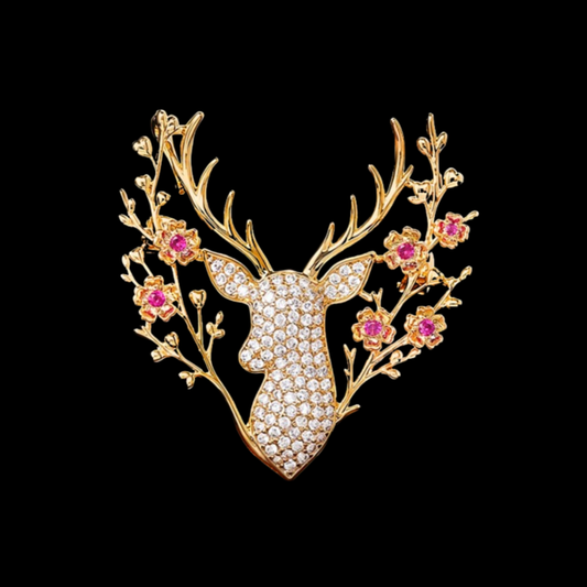 AVELIA Floral Antler Stag Brooch