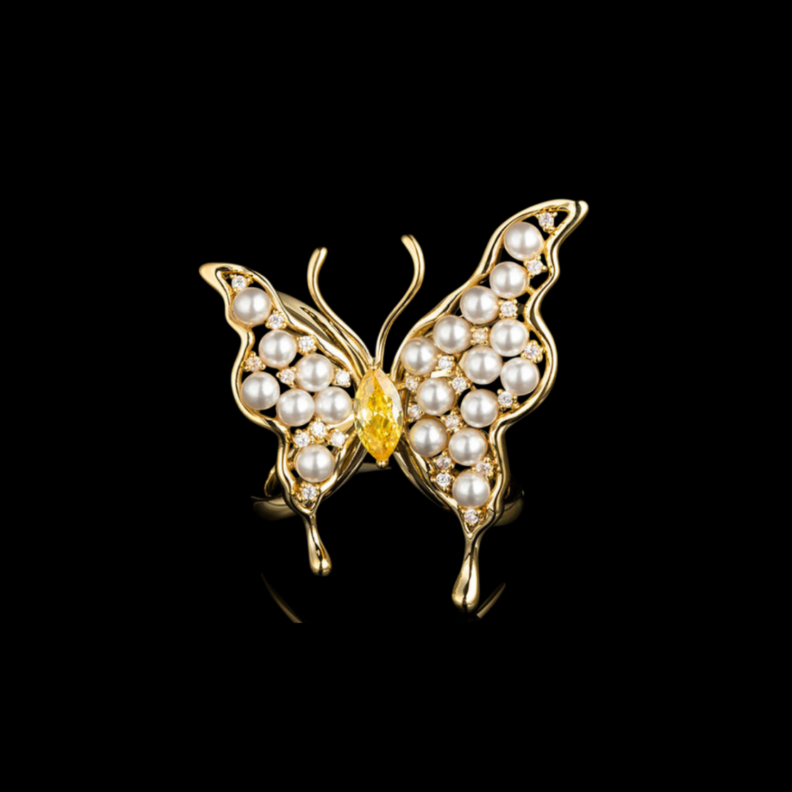 AVELIA Gold Butterfly Scarf Ring