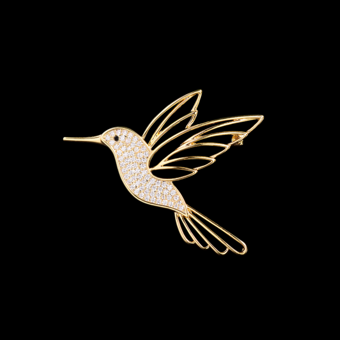 AVELIA Gold Crystal Hummingbird Brooch