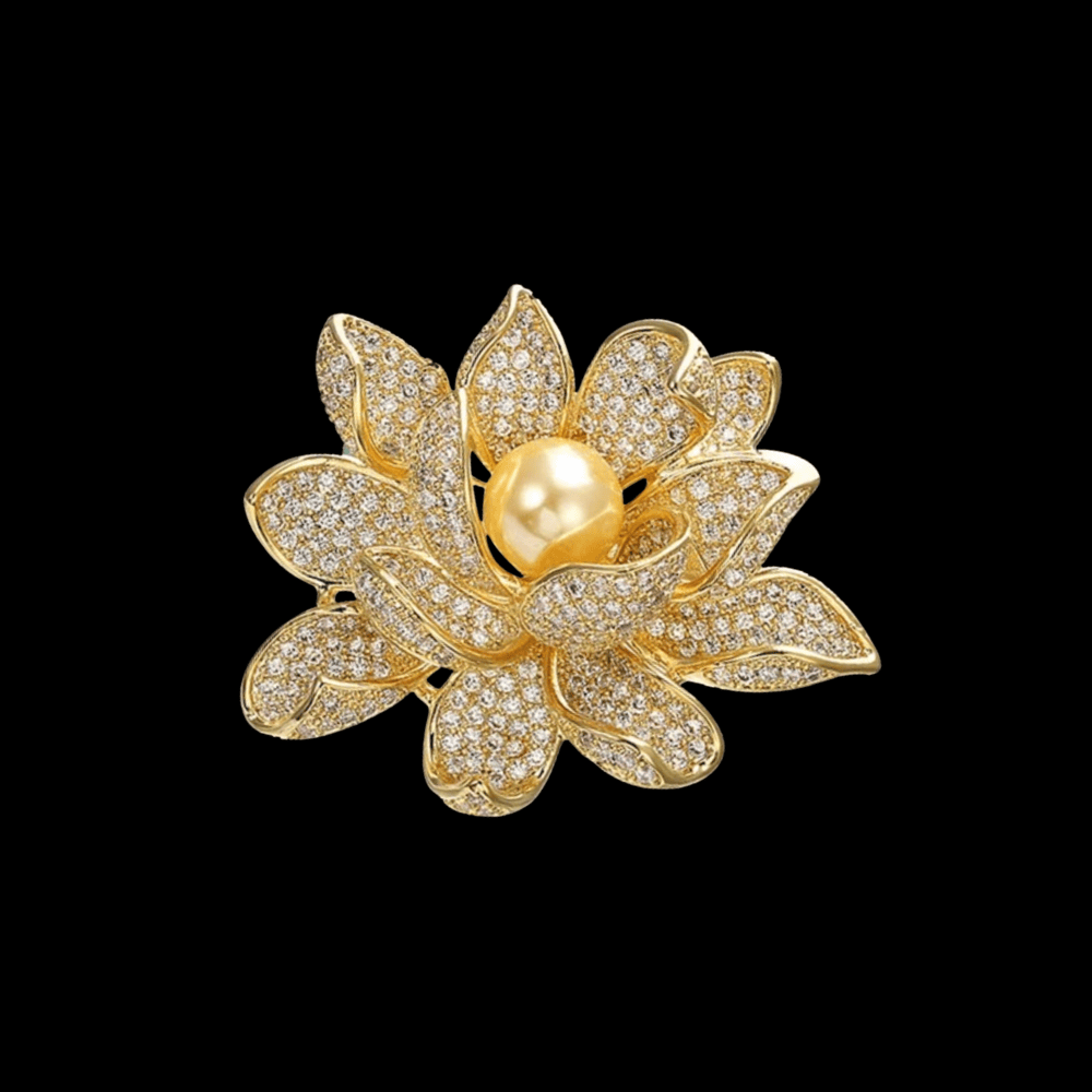 AVELIA Gold Crystal Water Lily Brooch