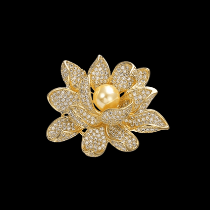 AVELIA Gold Crystal Water Lily Brooch