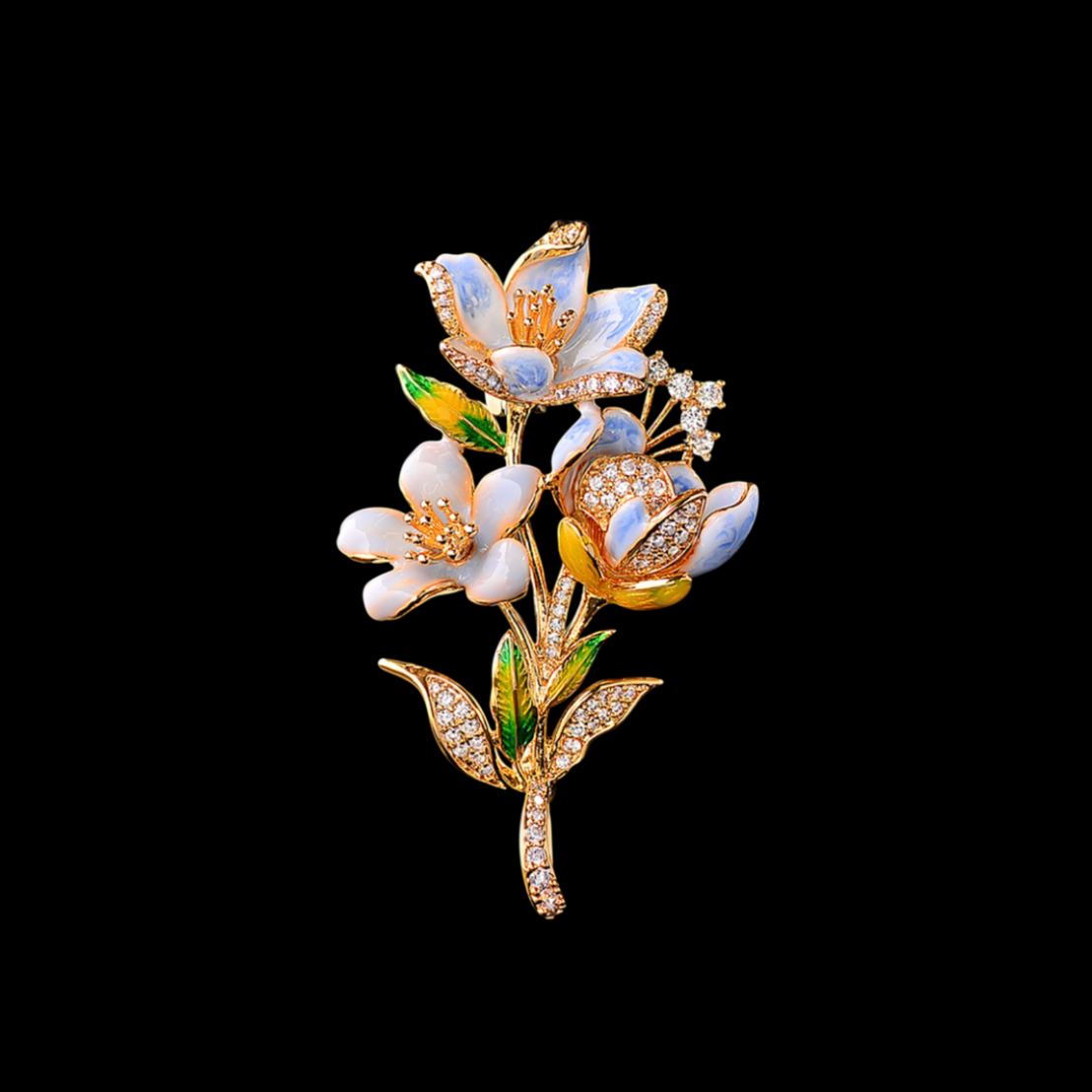AVELIA Gold Enamel Forget-Me-Not Flower Brooch