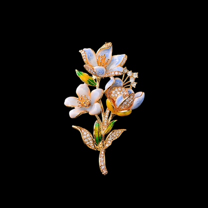 AVELIA Gold Enamel Forget-Me-Not Flower Brooch