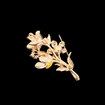AVELIA Gold Enamel Forget-Me-Not Flower Brooch