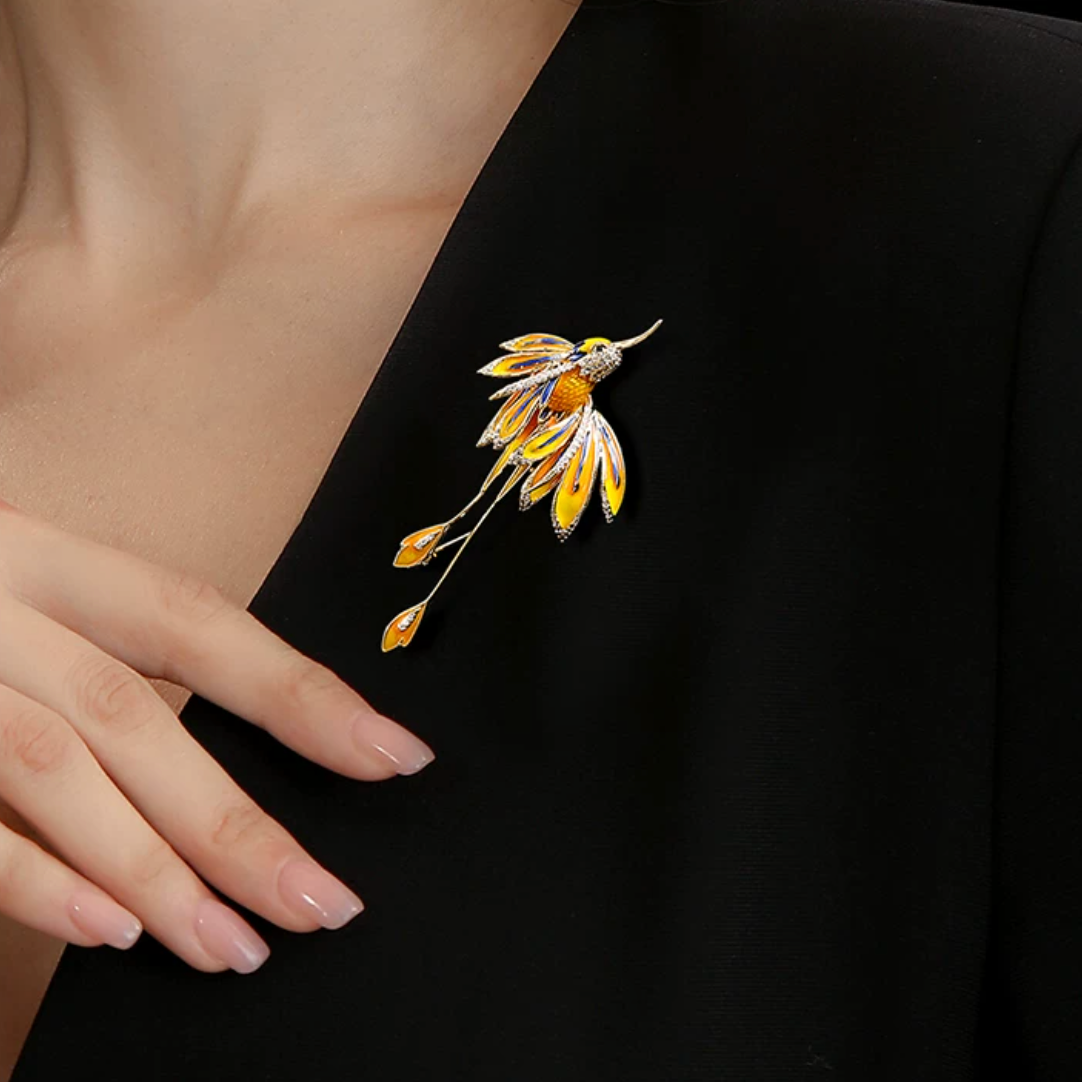 AVELIA Gold Enamel Hummingbird Brooch