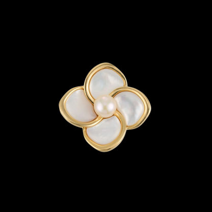 AVELIA Gold Mother of Pearl Four Leaf Clover Brooch