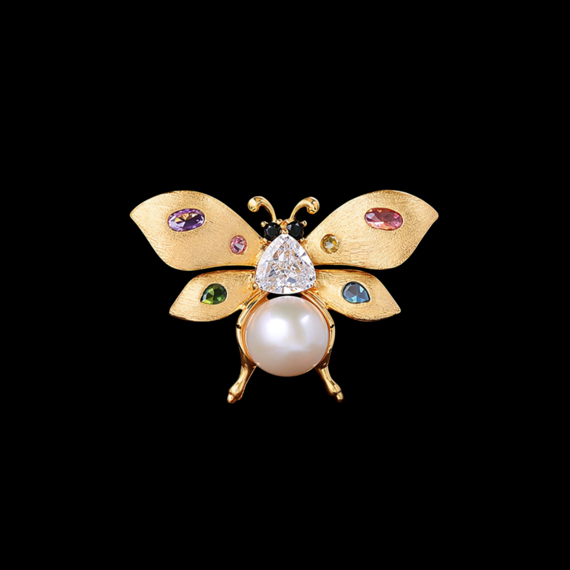 AVELIA Gold Multicolor Crystal Bee Brooch