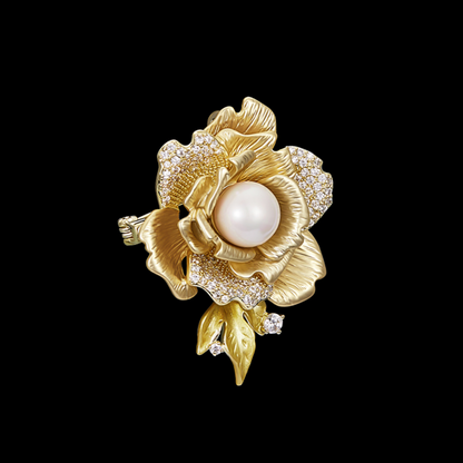 AVELIA Gold Pearl Rose Brooch
