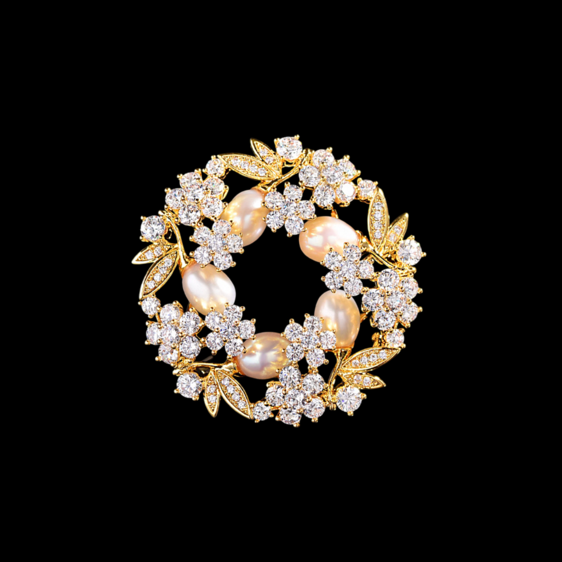 AVELIA Gold Pearl Wreath Brooch