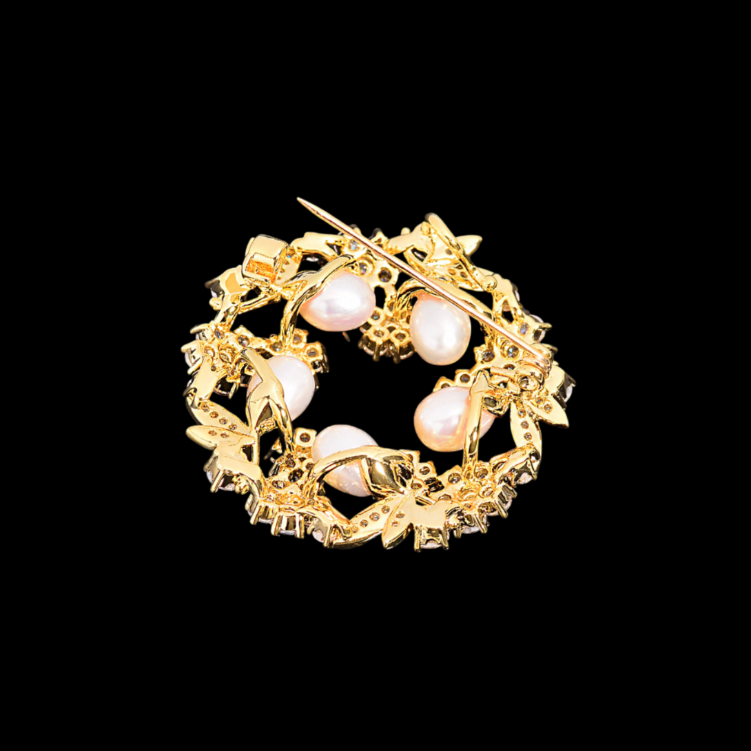 AVELIA Gold Pearl Wreath Brooch