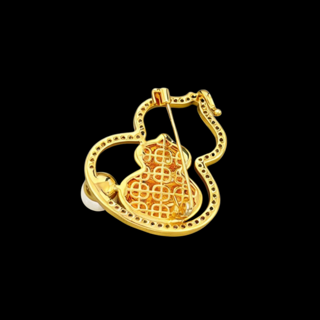 AVELIA Golden Halo Gourd Pearl Brooch