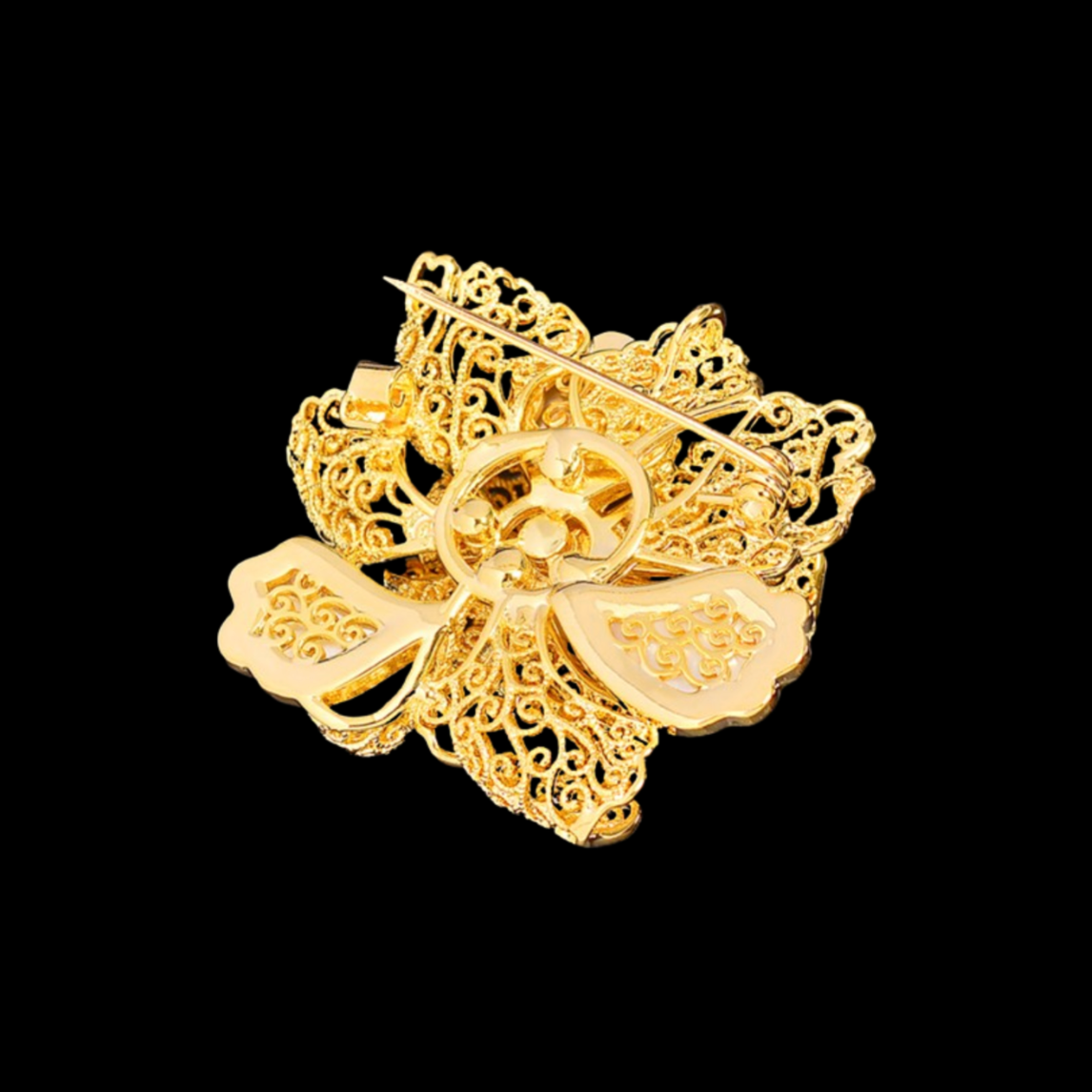 AVELIA Golden Lace Vintage Peony Brooch