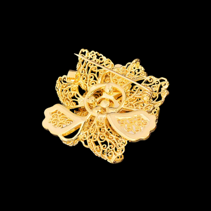 AVELIA Golden Lace Vintage Peony Brooch