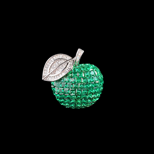 AVELIA Green Crystal Apple Brooch