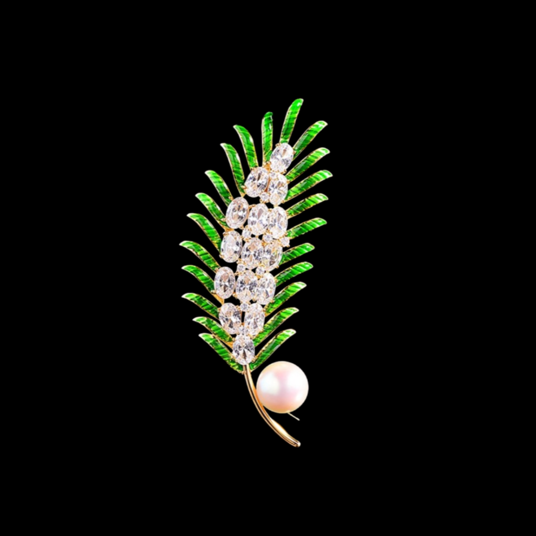 AVELIA Green Crystal Fern Brooch