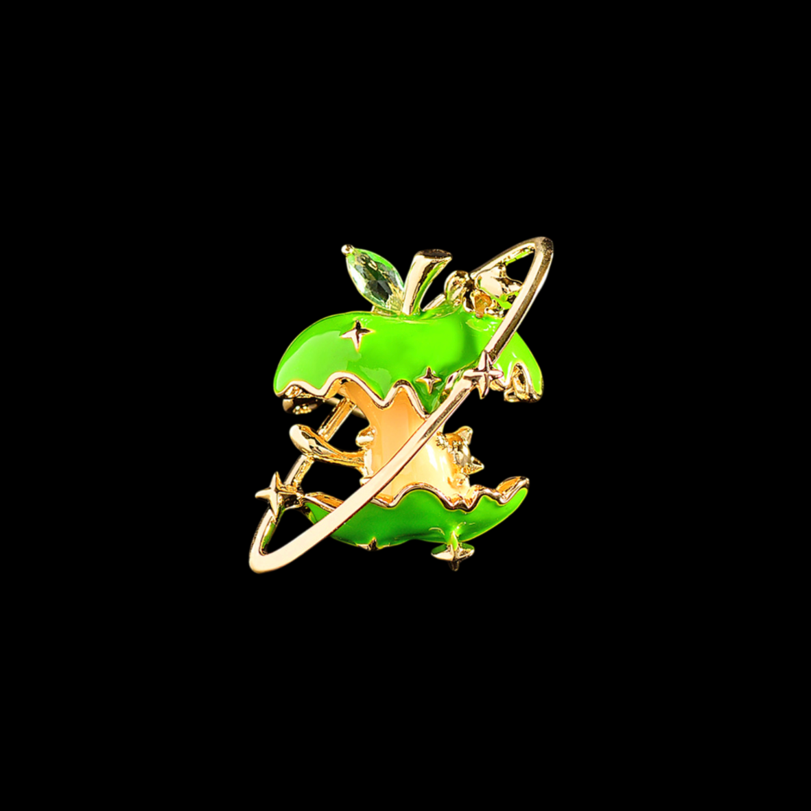 AVELIA Green Enamel Apple Brooch