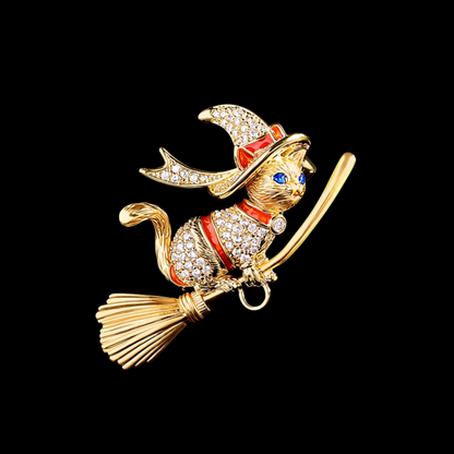 AVELIA Halloween Witch Cat Brooch