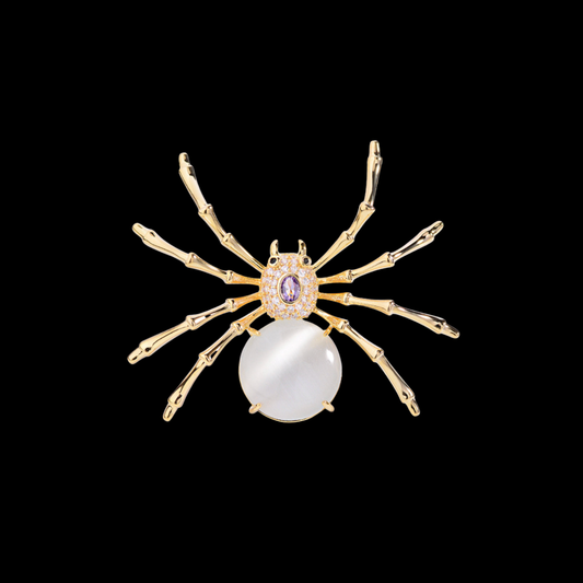 AVELIA Ivory Chalcedony Spider Brooch