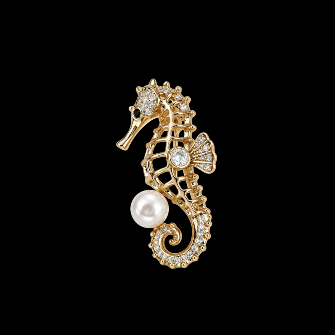 AVELIA Men's Gold Seahorse Brooch