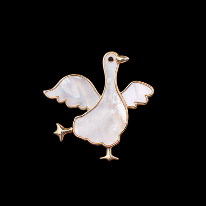 AVELIA Mother of Pearl Dancing Goose Brooch