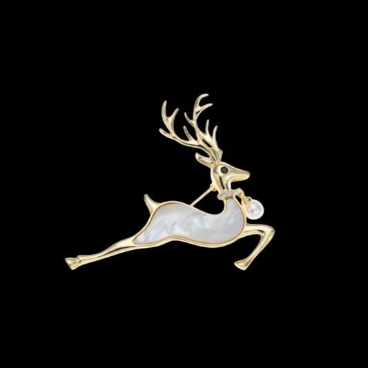 AVELIA Mother of Pearl Leaping Reindeer Brooch
