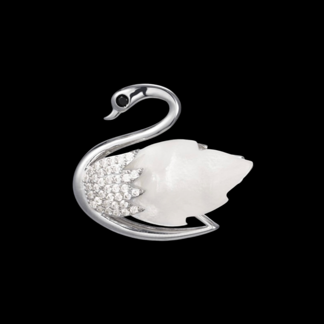AVELIA Mother of Pearl Magnetic Swan Brooch