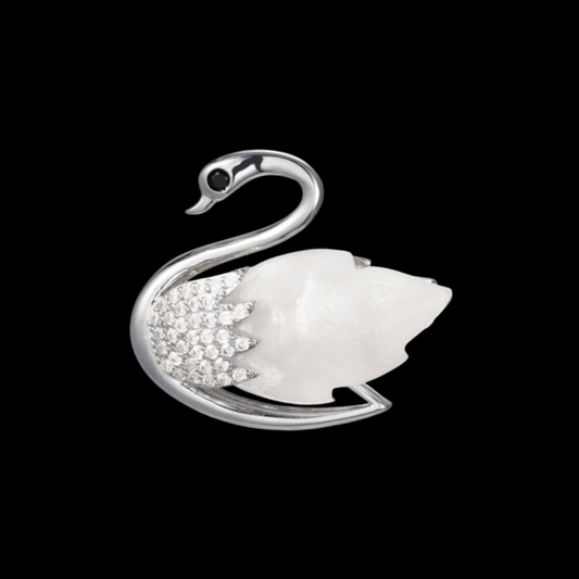 AVELIA Mother of Pearl Magnetic Swan Brooch