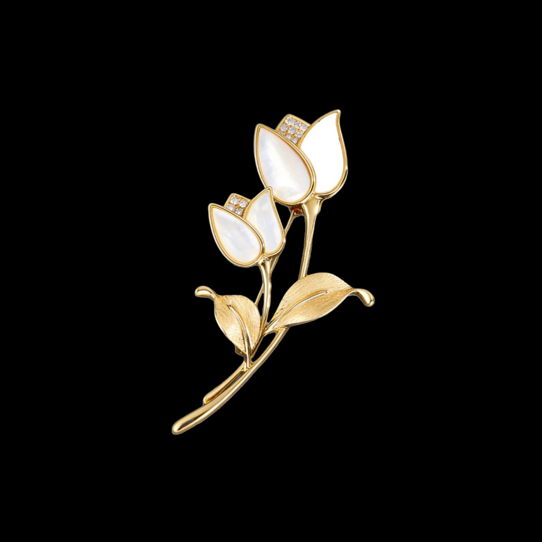 AVELIA Mother of Pearl Twin Tulip Brooch
