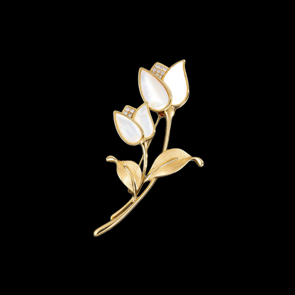 AVELIA Mother of Pearl Twin Tulip Brooch