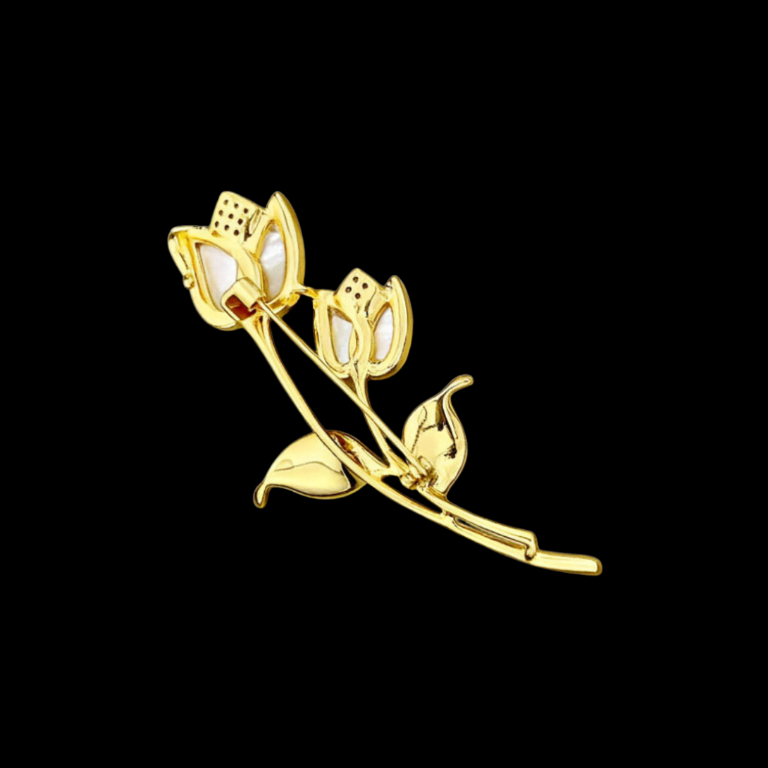 AVELIA Mother of Pearl Twin Tulip Brooch